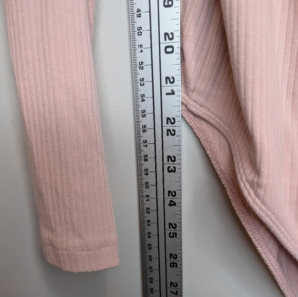 Old Navy Pink Long-Sleeve Square-Neck Rib-Knit Snap Bodysuit Women 2X - Picture 9 of 9